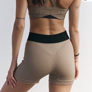 Free People movement vintage high waisted Prajna shorts XS/S in tan beige